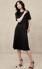 Banana Republic Soft Touch Seamed Black Midi Dress Size S NWT 