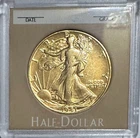 1941 WALKING LIBERTY SILVER Half Dollar - 24K GOLD PLATED IN CUSTOM HOLDER #0085