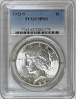 1923 S PEACE SILVER DOLLAR PCGS MS62