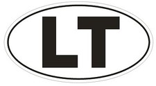 Lt Lithuania Country Code Oval Bumper Sticker Or Helmet Sticker D916