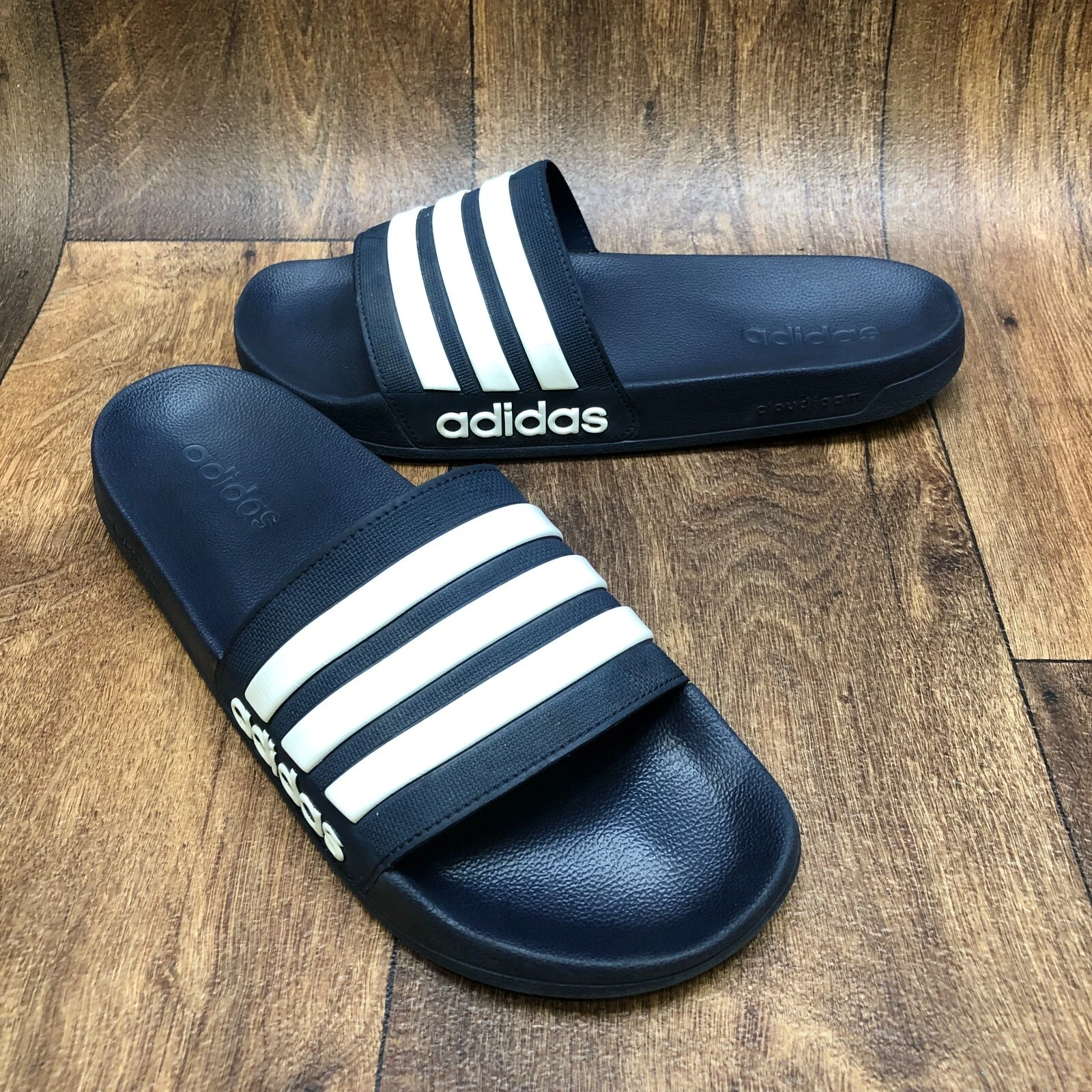 Adidas Sandali Uomo 12 Adilette Ciabatte Doccia Blu Punta Aperta Logo Ballerine AQ1703