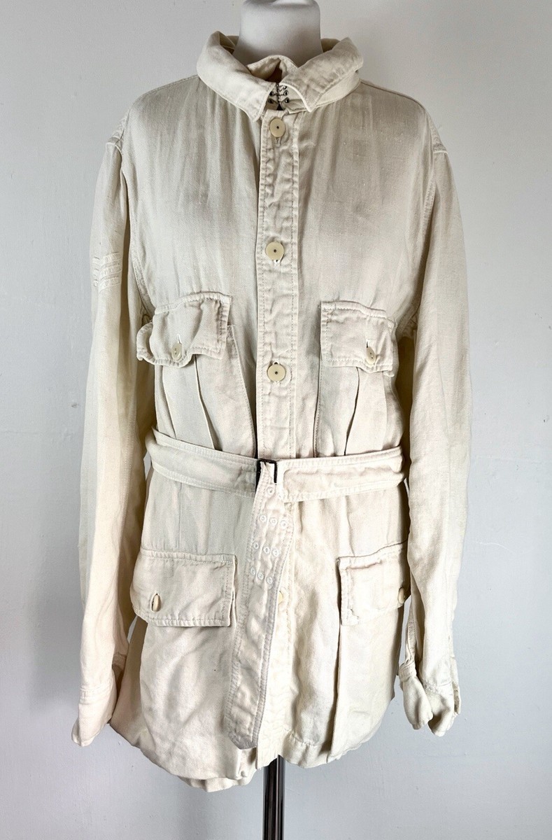 【Nigel Cabourn】MOTORCYCLE LINEN COAT Nigel Cabourn Classic Linen Belted Jacket EU50 U.K. L
