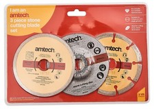 3Pc Diamond & Cut Off Blade Set Segmented Stone Rim Continuous Disc Kit Saw New