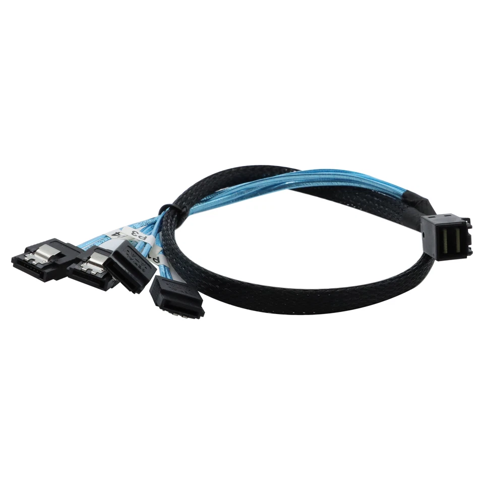 10PCS Mini SAS SFF-8643 To 4 SATA 7pin Hard Disk 6Gbps Data Server Raid Cable 1M - Image 3 of 4