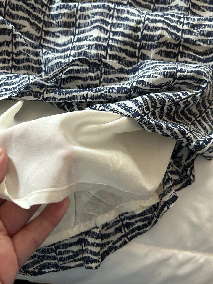 Maxi Vestido Vineyard Vines Seda Algodón Gasa Gasa Estampado Helecho Azul Marino Blanco Foto 4 de 4