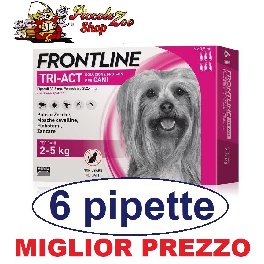 Frontline TRI-ACT 6 pipette per cani di 2-5 kg antiparassitario NEW