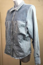 LAFEI NIER QUALITY LtBlue DenimShirt SWAROVSKI Ornate LogoSnap Women's SZXXLARGE
