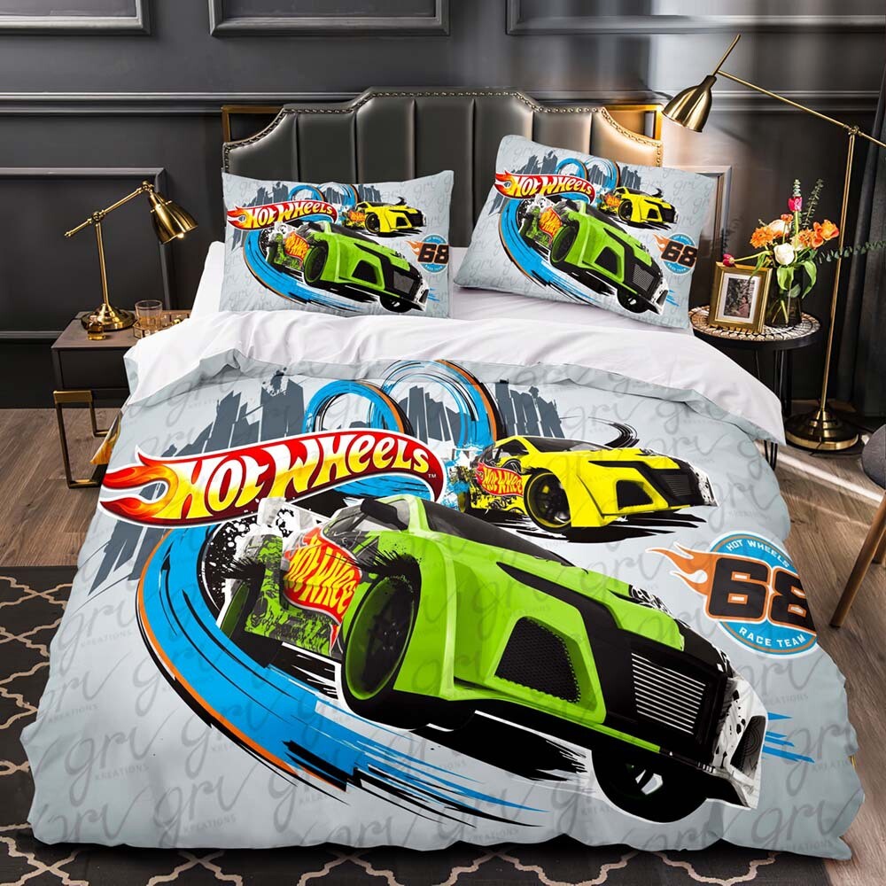 Hot Wheels Quilt Duvet Cover Doona Bedding Set Single Double Queen Kids