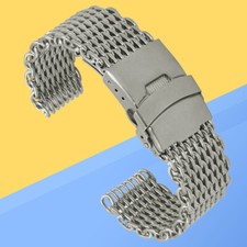 22mm Shark Mesh Stainless Steel Watch Band Strap Folding Clasp Watchband