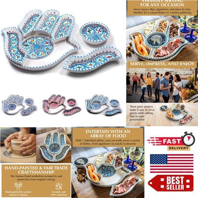 Versatile 7-Piece Hamsa Hand Serving Dish Set - Perfect for Appetizers & Dips