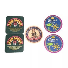 5 Bar Coasters John Smith Bitter Corona Extra Samuel Adams Boston Lager