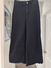 Mango Catherin Culotte Women's Size 4 Black Denim Wide Leg High Waist Jeans