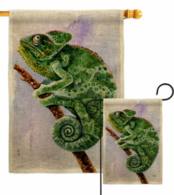 Chameleon Burlap Garden Flag Animals Critter Small Gift Yard House Banner