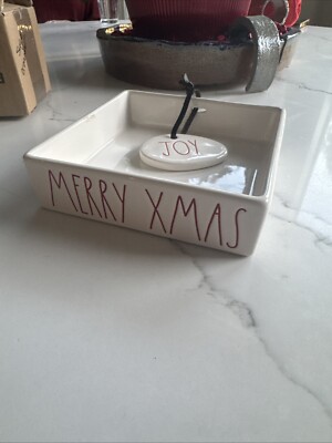 RAE DUNN Napkin Holder & Weight Christmas Holiday Merry XMAS Joy w/ Napkins