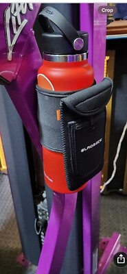 SACSTAR Magnetic Water Bottle Holder With Phone Pocket - Gym Accessory For Treadmill, Elliptical