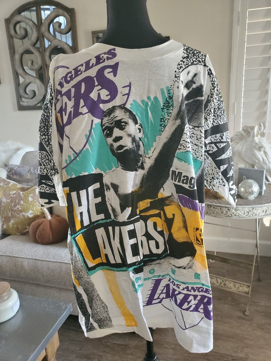 Vintage Los Angeles Lakers Magic Johnson AOP Shirt NBA Over Print 