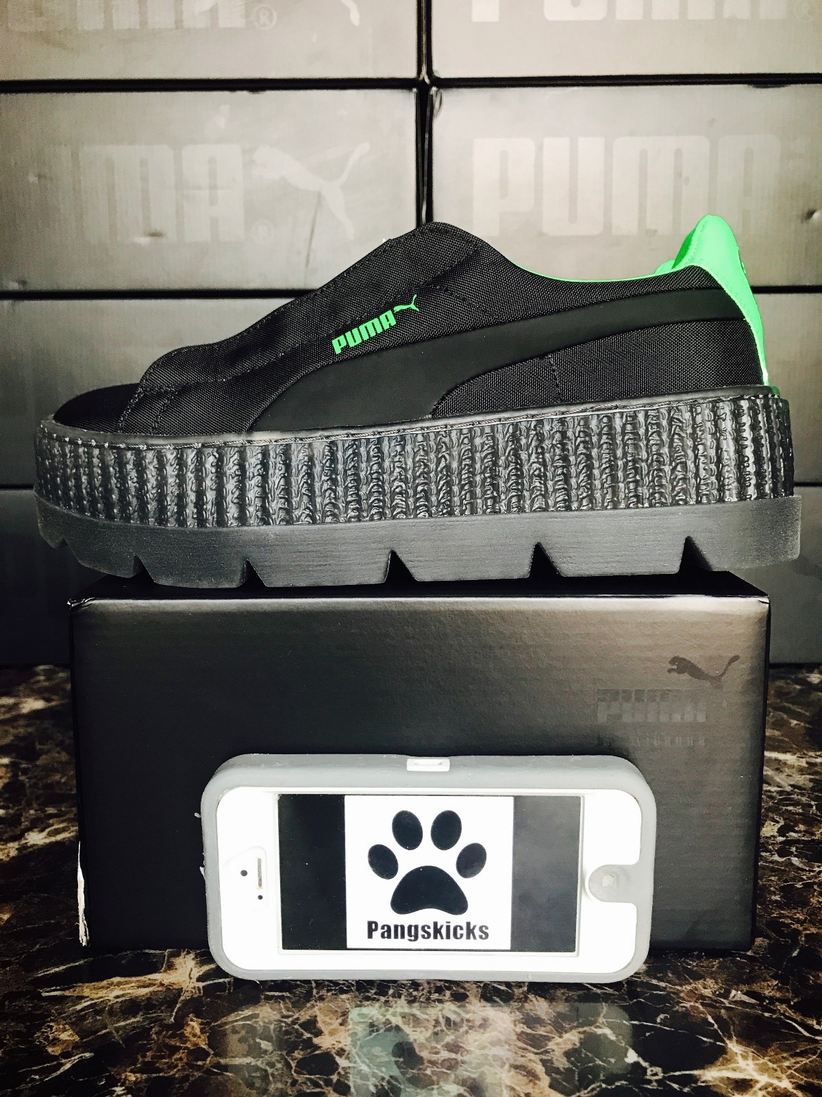 puma fenty cleated creepers surf black green