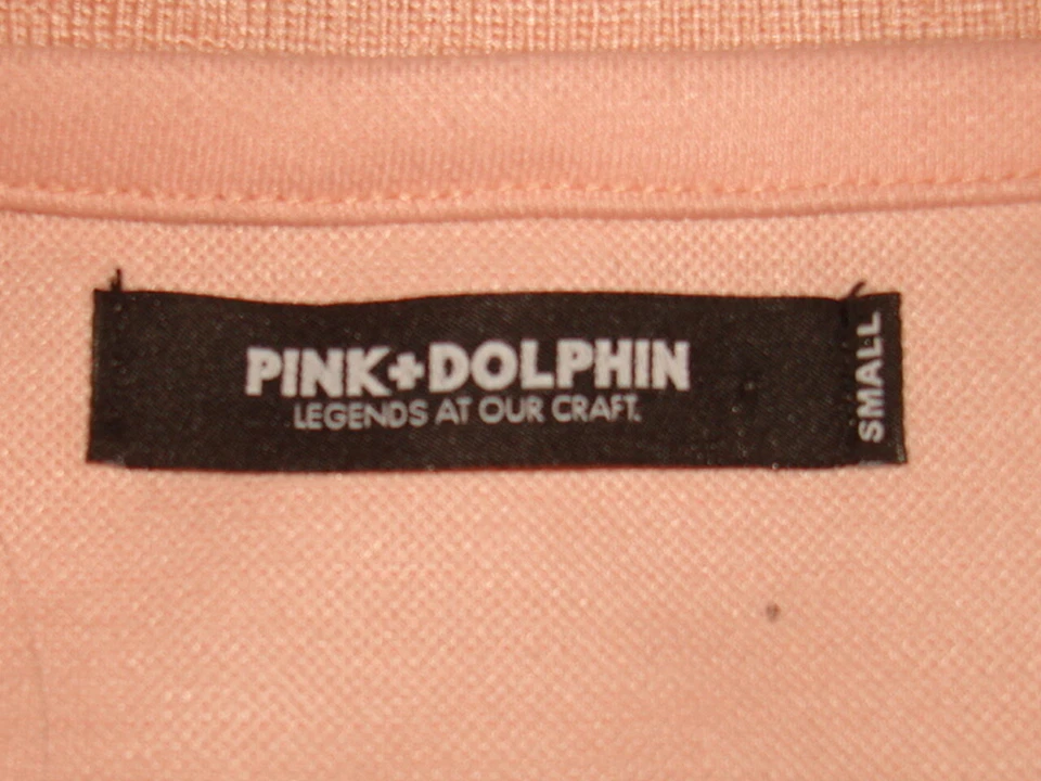 PINK + DOLPHIN PINK/HEATHERED BLACK HEAVY POLY RAYON S/S FISH TAIL POLO SHIRT S - Image 4 of 4