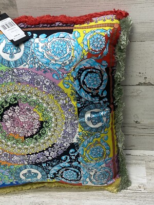 Versace Baroque Patchwork Colorful Pillow Cushion 17 x 17