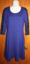 NINE WEST Ladies' Small SWEATER DRESS (purple w/ 3/4 sleeves; 36" long) EUC