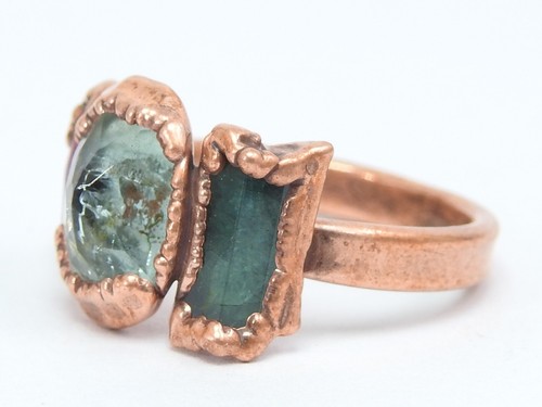 Mix Gemstones Electra Plated Copper Ring Faceted Polished Loose Stone For Gift - Picture 10 of 12