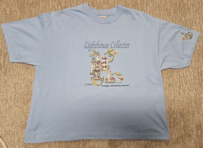 LIGHT BLUE XL T-SHIRT WITH LIGHTHOUSE COLLECTOR - 5 LIGHTHOUSES & 1 ON SLEEVE