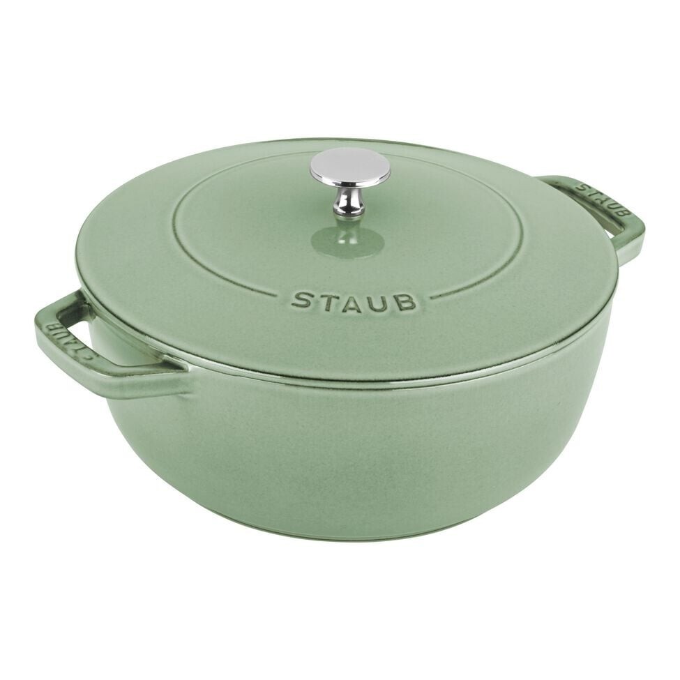 Staub Cast Enamel Pot Wa-NABE French Oven 7inch Round Sage Green