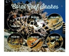 Palau - 2015 - Coral Reef Snakes - Sheet of Six - MNH