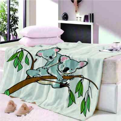 Koala Brocade Resin Progress 3D Warm Plush Fleece Blanket Picnic Sofa Couch