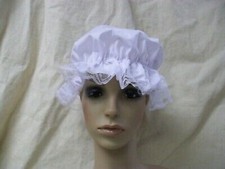 White Mop Cap Mob Hat Colonial Maid Granny Betsy Ross Bonnet Peasant Victorian