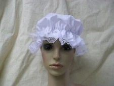 White Mop Cap Mob Hat Colonial Maid Granny Betsy Ross Bonnet Peasant Victorian