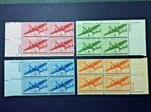 BroadviewStamps USA #C25 MNH, C26 MH_MNH, C30 séparation perf, C31 MNH. Assiettes. - Photo 1 sur 4