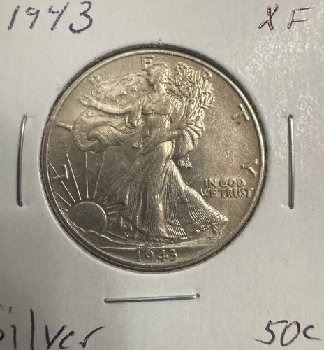 1943 XF UNCIRCULATED WALKING LIBERTY SILVER HALF DOLLAR AUTHENTIC U.S. MINT