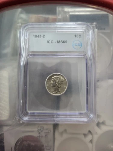 1945 Mercury Dime 90% Silver ICG MS65!