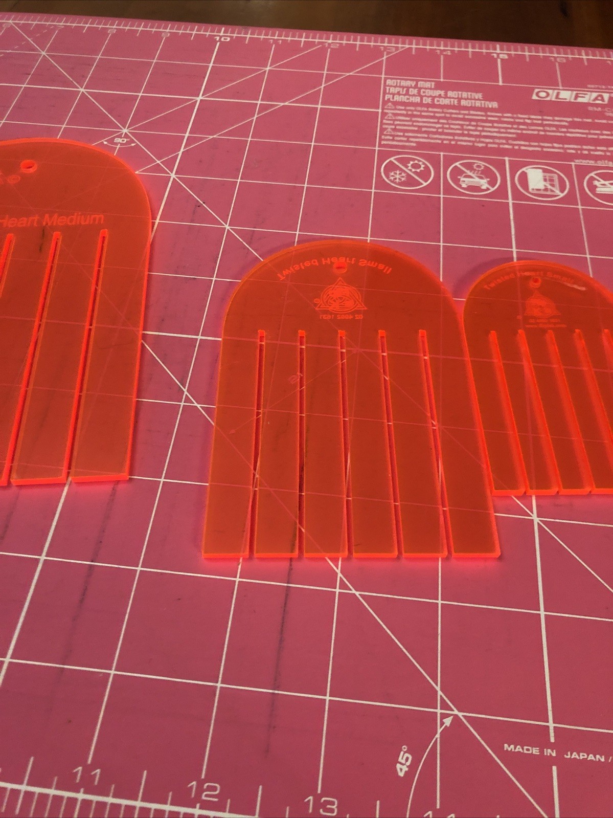 Twisted Hearts Quilting Templates Set Of 4 Sizes By Flip La K