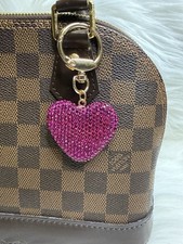 Heart Keychain Bag Charm Bling Rhinestone Keychain Purse Keyring Gift Fuchsia