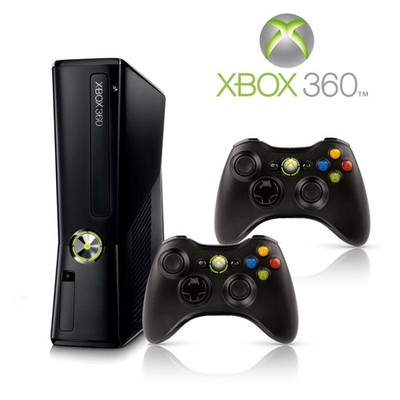Microsoft XBOX 360 SLIM Matt Konsole (PAL) 250 GB + 2 ORIGINAL Controller   