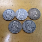Lot of (5) Franklin Half Dollars (1951-1959)