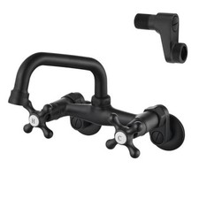Wall-Mounted Kitchen Faucet 6" 15cm Spout 360 Matte Black 6" Wall-Mounted