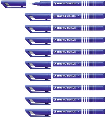 Fineliner with Cushioned F-Tip - STABILO SENSOR fine - Pack of 10 - Blue Pack of