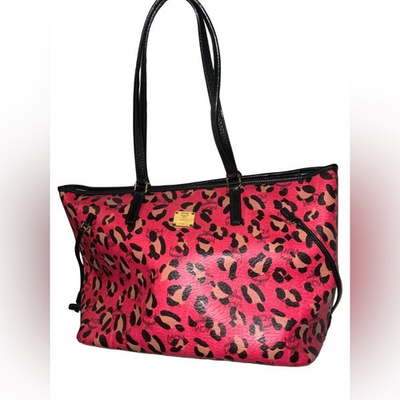 #ad MCM Pink Leopard Visetos Shopper Tote Bag Gold HW Limited Edition SS26 RARE $355.00