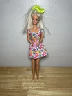 Vintage Mattel Blonde Barbie Doll 1976 With Dress, Earrings And Ring Colorful!