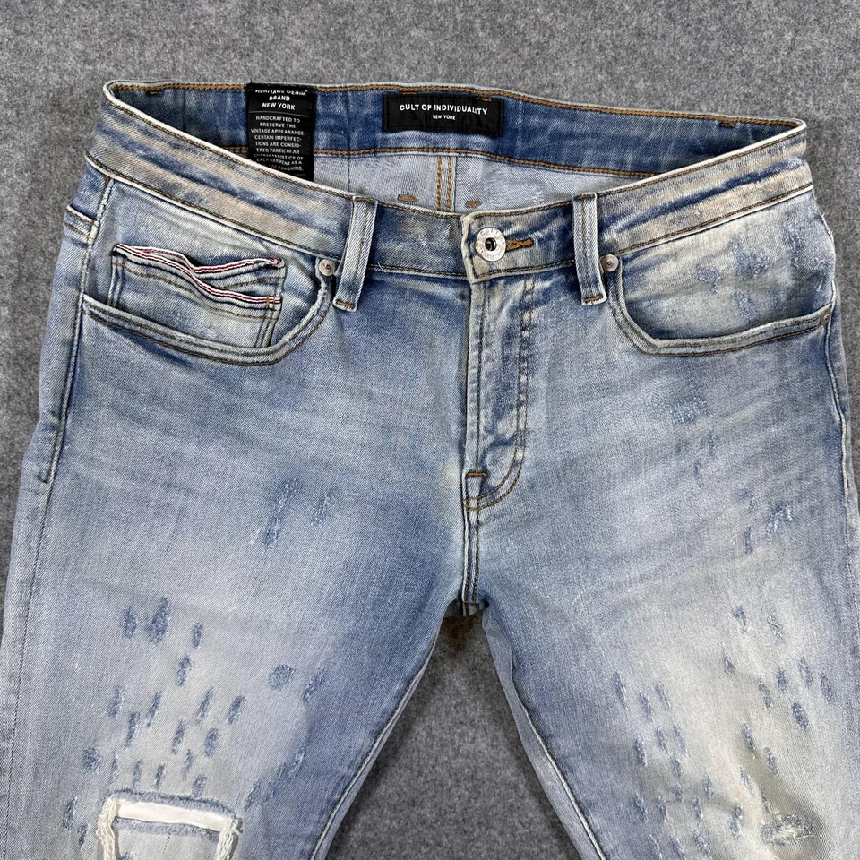 Pantalones de mezclilla Cult of Individuality para hombre 32x33 Rocker ajustados desgastados 622A3-RS01P Foto 4 de 4