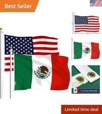 Vibrant 3x5 Ft American  Mexican Flags Combo - Durable Indoor Display