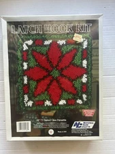 National Yarn Crafts Latch Hook Kit Stained Glass Poinsettia XP73 12 x 12" 1988