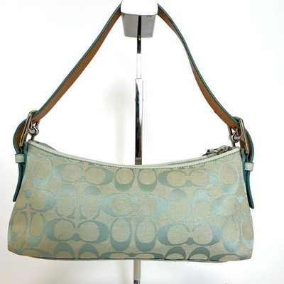 Coach 6371 Hamptons Signature Demi Baguette Bag Canvas Leather