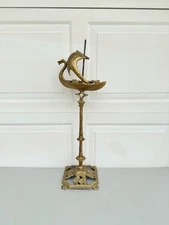 VINTAGE ART DECO VIKING SEA SERPENT SHIP COPPER/BRONZE SMOKING ASHTRAY STAND