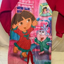 Dora the Explorer/Boots Girls 7/8 Fleece Footed 1pc Pajamas PJ Y2K Nickelodeon