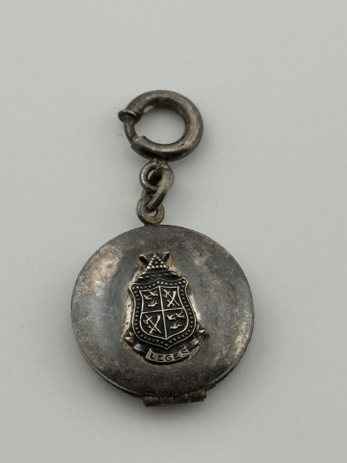 Vintage Delta Chi Fraternity Crest Silver Tone Locket Charm Pendant
