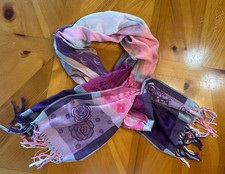 Reversible Jacquard Patchwork Floral Shawl Wrap Pashmina Scarf with fringe.